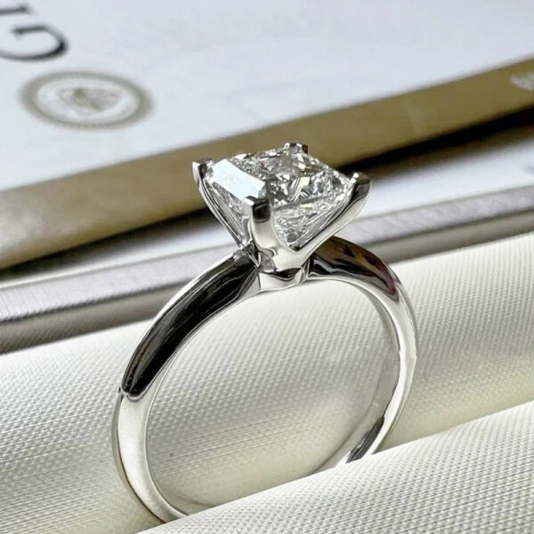 22f85e7fac40b551 Certified 1/2Carat Princess Cut Moissanite Solitaire Rings for Women Sterg Sier Classic Dia Engagement Wedding Band