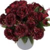 Artificial Peonies Silk Flowers, Faux Peony Bouquet 4 Bundles Florals Arrangements Decor for Farmhouse Home Boho Wedding Table Centerpiece, Fake Plastic Flowers Bulk for Vase Decoration (Pink Purple)