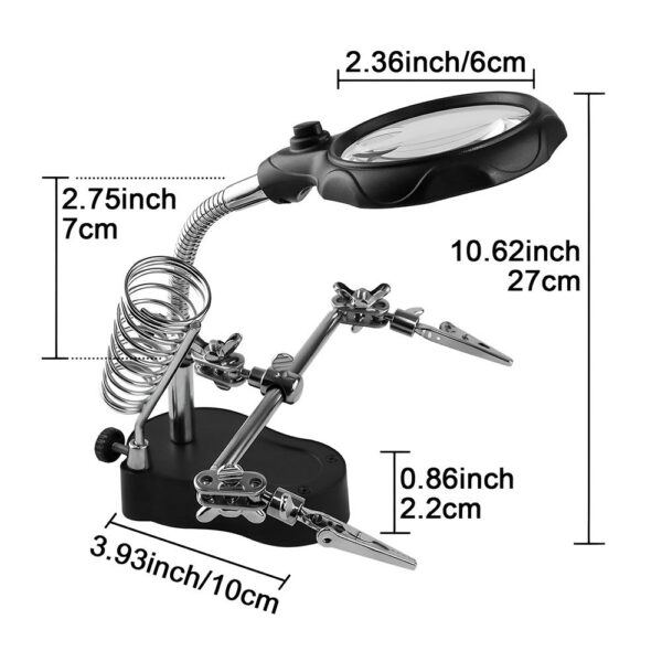 3.5X 12X Auxiliary Clip Magnifier Electric Soldering Circuit Board Welding Iron Magnifying Glass Bracket Tools