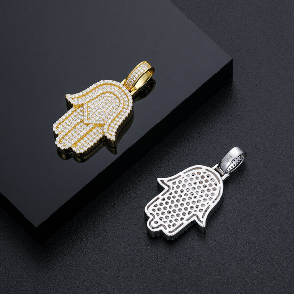 New Moissanite Iced Out Bling Hamsa Hands Pendants Necklaces S Sier Charm For Men Women Hip Hop Jewelry Passed Diamond Test