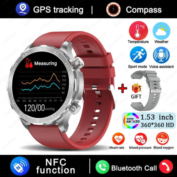 230bbd683cdfdf81 New GPS Track Smart Watch Men AMOLED HD Screen Outdoor Sports Fitness Heart Rate NFC IP68 Waterproof Bluetooth Call Smart Watch
