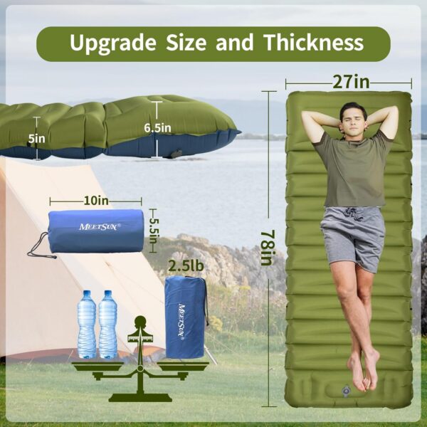 231022a81984377b MEETSUN Insulated Sleeping Mat for Camping,50D Poly Pongee Fabric,Wear-Resistant,Enlarged Size,5" Thick Camping Mattress Pad with Built-in Foot Pump,Lightweight Sleeping Pad for Backpacking,Car,Tent.