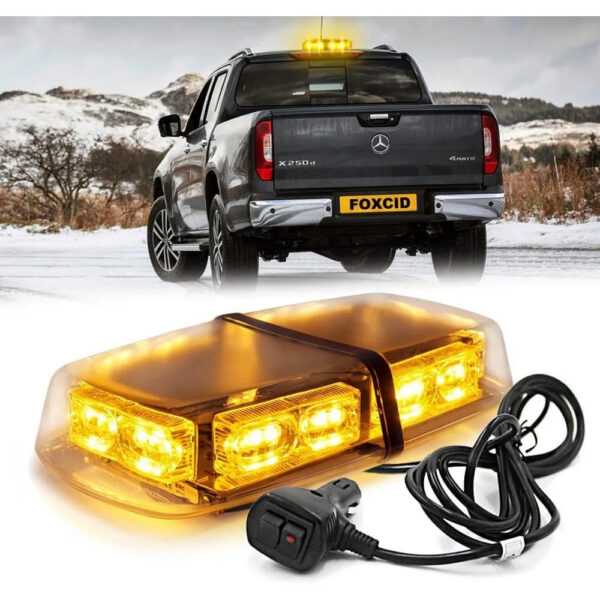 12" 36 LED 18 Watts Emergency Hazard Warning Security Roof Top Flash Strobe Mini Light Bar with Magnetic Mount, for Plow or Tow
