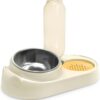 Marchul 3 in 1 Cat Bowl, Cat Food and Water Bowl Set, 10°Tilted Cat Food Bowl, Raised Cat Bowl with Automatic Water Dispenser Bottle, Detachable Wet and Dry Cat Dishs for Cat and Puppy