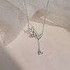 Sterling Sier Hollow Heart Necklace Sparkling Diamond Tassel Pendant Women's Clavicle Chain Wedding Jewelry Accessories