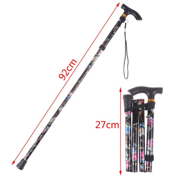 2335a305a5052183 Aluminium Alloy Hiking Poles Folding Telescopic Lightweight 4-section Cane T Handle Outdoor Portable Elderly Walking Stick