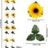 3 Pack Artificial Sunflower Garland, 7.5ft/Strand Silk Sunflowers Hanging Vines Flowers with Green Leaves for Room Kitchen Garden Birthday Wedding Baby Shower Party Table Decor Large