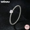 234e8e3c4b93a7f2 WOSTU Simple Round Moissanite Beads Ring Women Sterling Sier Diamond Cut Stackable Rings Girl Party Engagement Band Gift