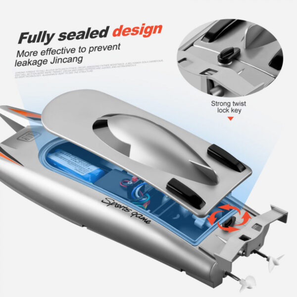 2.4G Radio Rc 30Km/h Racing Boat High Speed Speedboat 20Mins Battery 2 Ch Dual Motor Waterproof Remote Control Ship Toy Boy