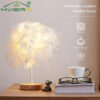 2365c7353a2f6ddd LED Warm Small Table Lamp Nordic Romantic Creative Feather Wedding Room Red Girl Bedroom Bedside Flashlight Night Reading Light