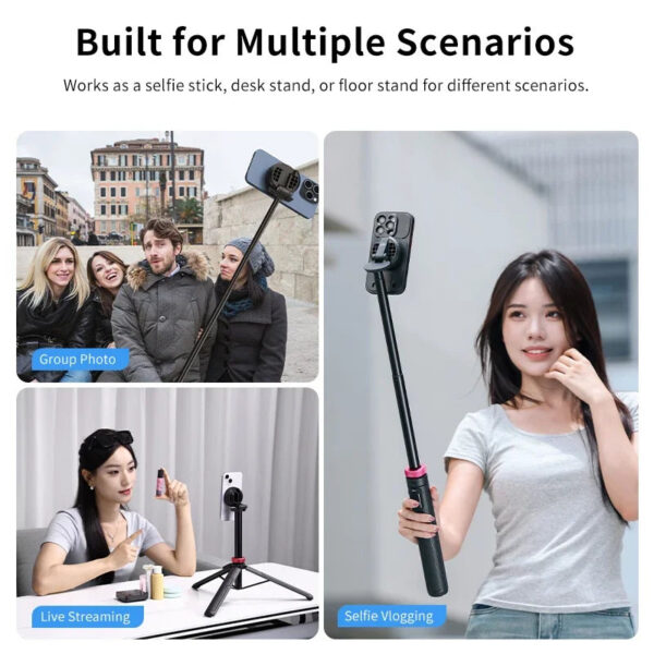 236a560f1a86c608 Ulanzi MT-84 1.53M Magsafe Selfie Stick Tripod Stand Bluetooth Remote Phone Extension Tripod for IPhone 16 15 LiveStreaming Vlog