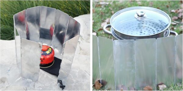 2377486fda7826c3 Semetall Camping Stove Windscreen 10 Plates Folding Outdoor Stove Windscreen Aluminum Camping Stove Windshield with Carrying bag-1Pack(3.3"W*9.5"L)