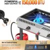 Bonnlo 2 Burner Propane Gas Stove with Auto Ignition, 150,000 BTU Portable Outdoor Camp Cooker Stove with Convenient Shelf & Smooth Rolling Wheels for Backyard, Camping, Tailgating, Patio Parties