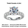 AnuJewel 4.3cttw D Color Moissanite Engagement Rings 925 Sterling Silver 18k Gold Plated Lab Created Diamond Wedding Band Rings