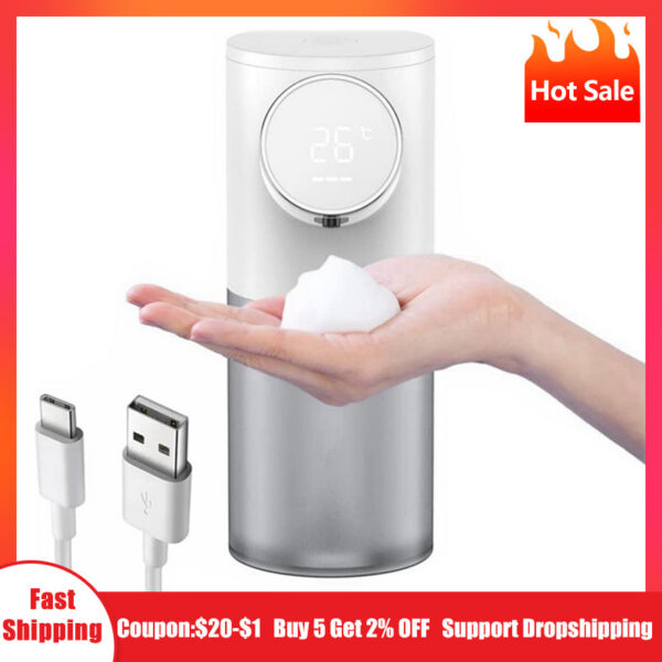 238eb94f3c1a37f2 Automatic Dispenser USB Rechargeable 320ml Liquid Soap Dispensers Digital Display Foam Hand Sanitizer hine Home