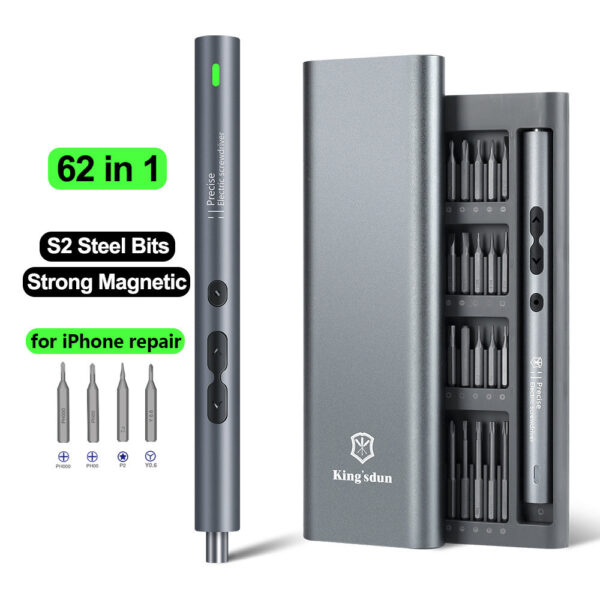 239472700cd63196 62/6 in 1 Electric Screwdriver Set Precision Handle Portable Power Tool Kits Wireless Cordless Small Bits for Phone Watch Repair