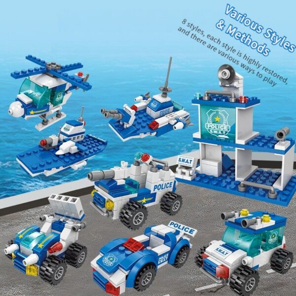 23958de827b83a09 700PCS City Patrol Police Department Car Building Blocks Vehicle Trucks Inspired Action Figures Brick Toys for Kids