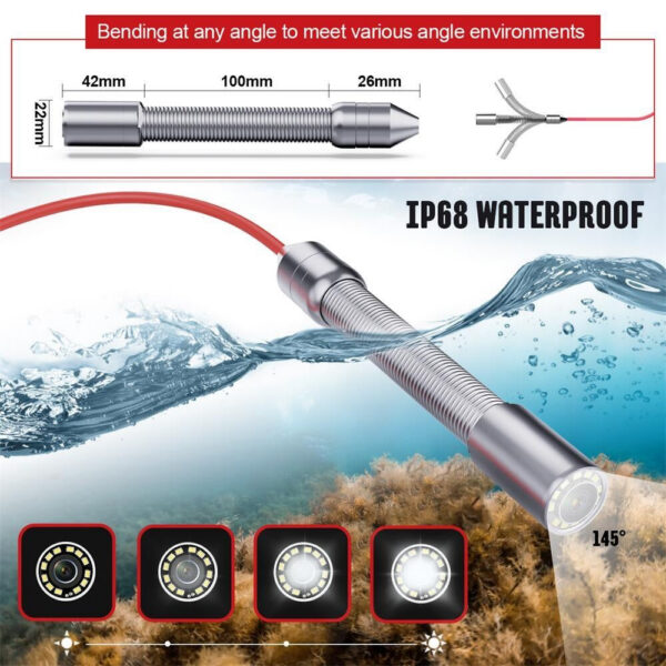23a8064fe3d26955 4.3'' Sewer Endoscope DVR,17/22MM Pipe Inspection HD 1000TVL Drain Camera Waterproof Borescope with 16GB Card