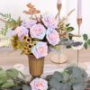 N&T NIETING Artificial Flowers, 25Pcs Fake Flowers Roses Perfect for DIY Wedding Bouquets Centerpieces Bridal Shower Party Home Flower Arrangement Decorations, Rainbow Color