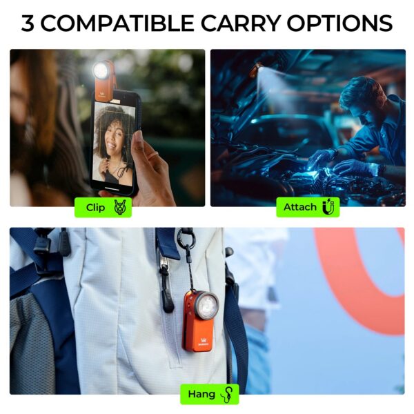23c537b52f473893 Wurkkos HD03 680LM Mini Clip Light USB Rechargeable Pocket Flashlight Spotlight/Floodlight Portable RGB Torch with Magnet