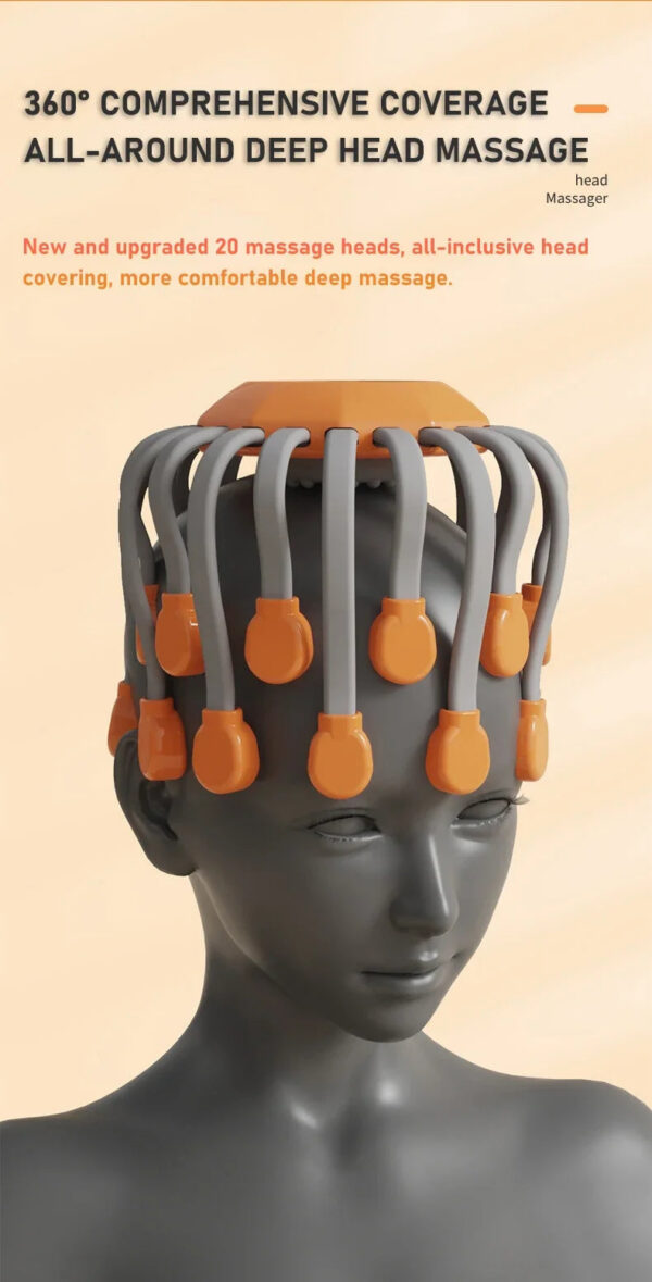 23c9bbcd61452afa 20Massage Heads Orange Scalp Head Massager Red Light Vibrator Octopus Scratcher For Relaxation Stress Migraine