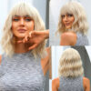 Short Wavy Wigs Women Dark Brown Bob Natural Synthetic Wig with Bangs for Girl Daily Cosplay Use Heat Resistant