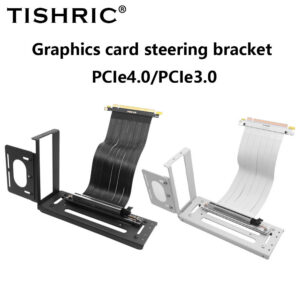 TISHRIC PCIE 3.0 /4.0 To 16X Riser Flexible Cable High Speed Extension Port Adapter with Graphics Card Holder