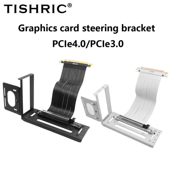 TISHRIC PCIE 3.0 /4.0 To 16X Riser Flexible Cable High Speed Extension Port Adapter with Graphics Card Holder