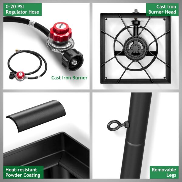 23e4c578cb0cb029 Outvita 150,000 BTU Portable Gas Camping Stove, Outdoor Propane Burner with 20psi Regulator, High Pressure Single Cooker Camp Cooking Home Brewing and Frying