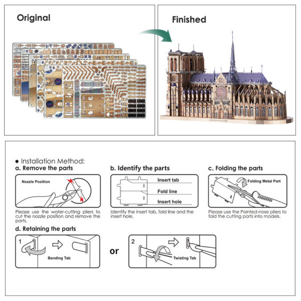 23f36f413ca9a39f Piececool 3D Metal Puzzles Jigsaw, Notre Dame Cathedral P DIY Model Building Kits Toys for Adults Birthday Gifts
