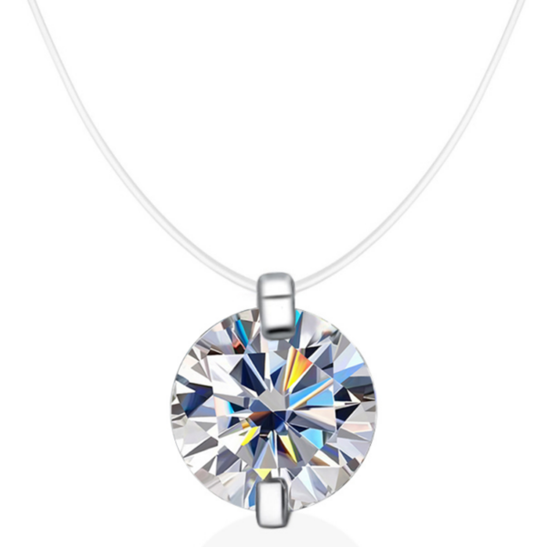Creative Sier Pendant Female Fishing Line Necklace 1 Carat Moissanite Gift Chain Engagement Wedding Jewelry