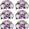 NUPTIO Flower Balls for Wedding Centerpieces - 2 Pcs 9.5 inch Diameter Fake Flower Ball Arrangement Bouquet Party Centerpieces for Tables - Dusty Blue Rose Bouquet Centerpiece Flowers for Table