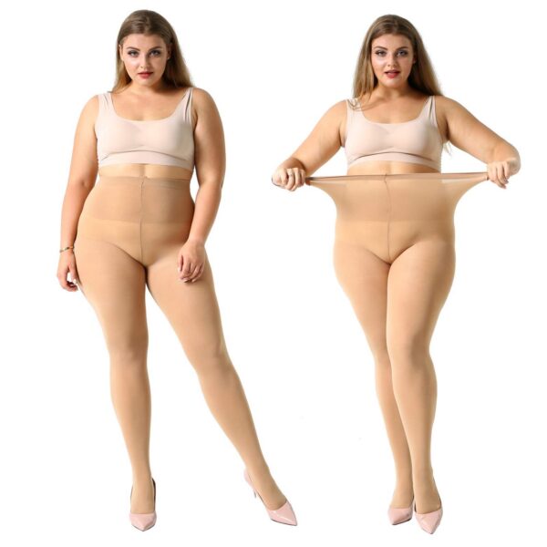 240b9167792ddd5e MANZI Women's 2 Pairs Plus Size Control Top Tights Ultra-Soft Panty Hose