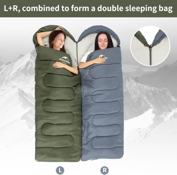 Naturehike Sleeping Bag for Adult,Combine Double Sleeping Bag,Oversized 220×85cm,L and R,3 Season,Ultralight Lightweight Compact with Compression Bag