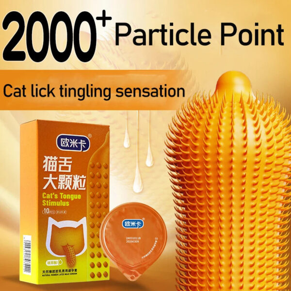 Hyaluronic Acid Condoms Cat Tongue Large Pellet Stimulate Penis Sleeves Ultra Thin Natural Rubber Latex Safer Sex Products