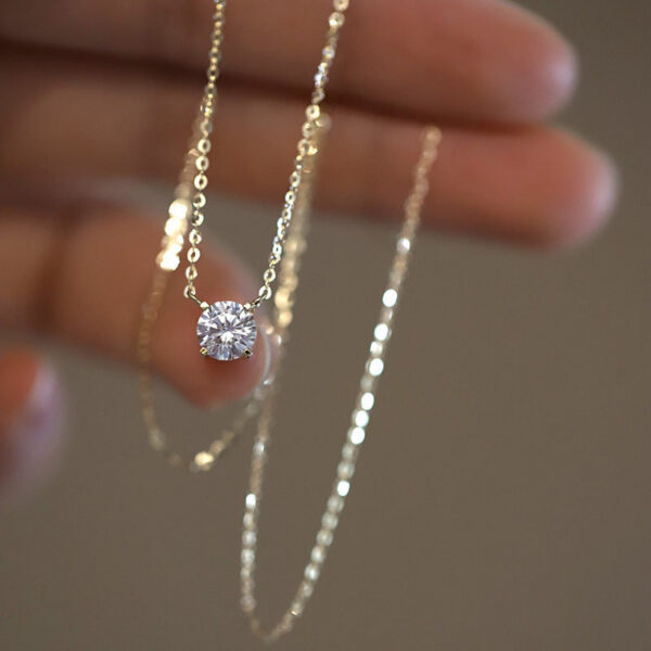 SOMILIA Sterling Sier Gold Plated Necklace Versatile Single Sparkling Zircon Clavicle Chain for Women Wedding Jewelry