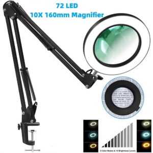 24389bd307d63152 72LED 8X/10X NEW Illuminated Magnifier USB 3 Colors LED Magnifying Glass for Soldering Iron Repair/Table Lamp/Skincare Beauty
