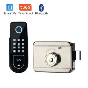 243a6225eeabfb15 Bluetooth Tuya App Fingerprint Smart Door Lock Gate Password RFID Card Rim Bolt Lock Electronic Door Lock
