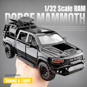 1:32 Dodge RAM Mammoth Pickup Truck Off Road Alloy Model Sound & Light Pull Back Collection Gift For Boys Children Kid
