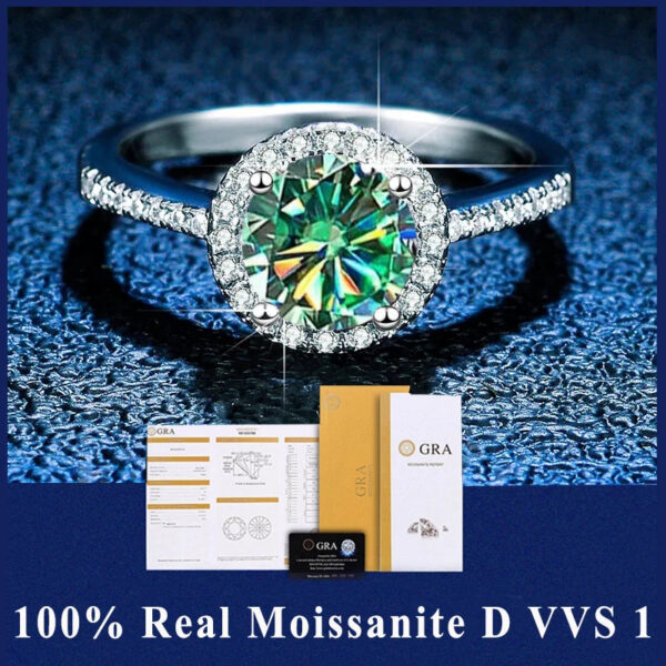 2445e84baed50c00 100% Real Moissanite Ring D VVS1 Pass Diamond Test Pen Adjustable Size S925 Sliver GRA Certificate Wedding Rings for Women
