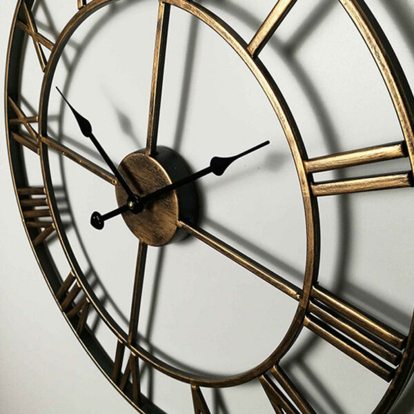 Modern 3D Large Wall Clocks Roman Numerals Retro Round Metal Iron Accurate Silent Nordic Hanging Ornament Living