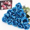 15Pcs Artificial Roses Velet Real Touch Single Stem Fake Roses Silk Realistic Bouquet Flowers Arrangements Home Office Garden Grave Party Wedding Decoration(Light Pink-15p, Blossom Roses)