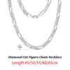 2451130b97d77f0a ORSA JEWELS Handmade Italy Diamond-Cut Figaro Necklace Genuine Sterling Sier Man Woman Neck Chain Jewelry Gift SC34
