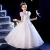 Girl’s Puffed yarn Princess long Super fairy Children Pageant Gown Sequin Kids Dresses For Party Wedding Girls Dress