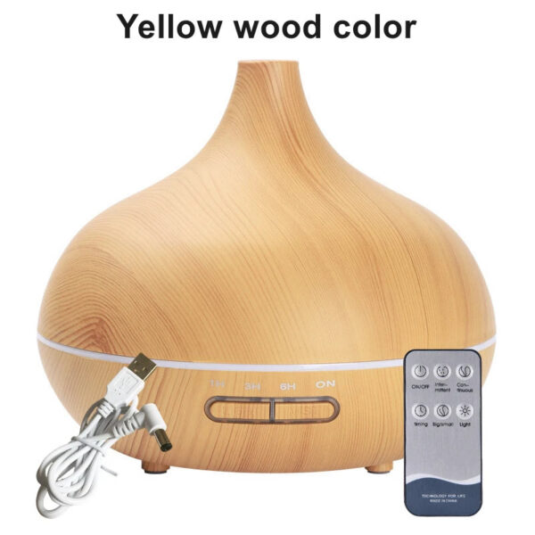 2482705826dd581c 550ml Wood Color USB Aroma Diffuser, Essential Oil Diffuser with 7 Color LED Lights & Remote Control, USB Powered Air Humidifier