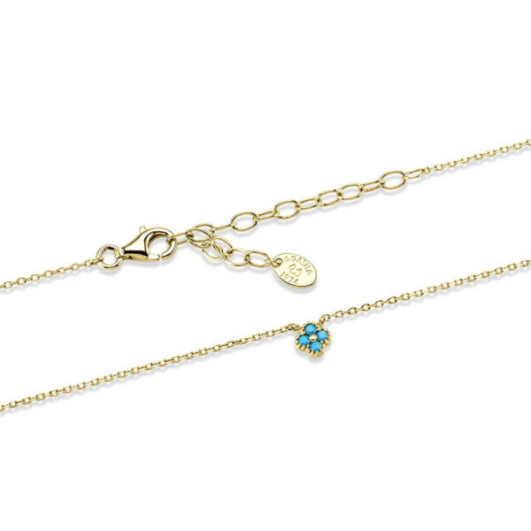 CANNER Real Sterling Sier Diamond Turquoise Flower Pendant Necklaces Chain for Women Wedding Jewelry Gifts Collares Choker
