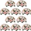 24c12ef8d6fdfdb2 NUPTIO Flower Ball Arrangement Bouquet - 2 Pcs 9.5 inch Diameter Dusty Rose Fake Flowers Roses Balls for Centerpieces Tables - Artificial Rose Arrangements for Wedding Centerpiece Table Decorations