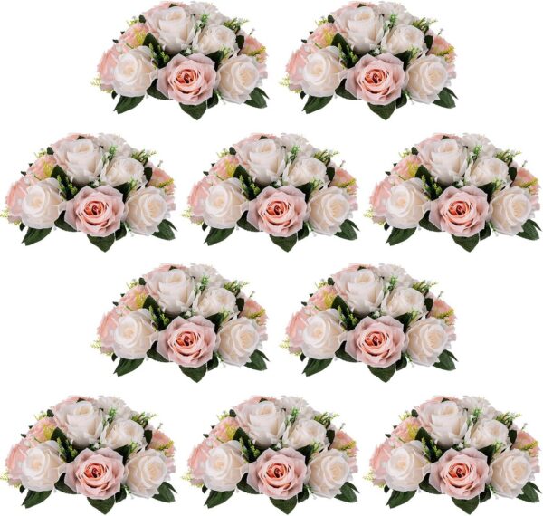 24c12ef8d6fdfdb2 NUPTIO Flower Ball Arrangement Bouquet - 2 Pcs 9.5 inch Diameter Dusty Rose Fake Flowers Roses Balls for Centerpieces Tables - Artificial Rose Arrangements for Wedding Centerpiece Table Decorations