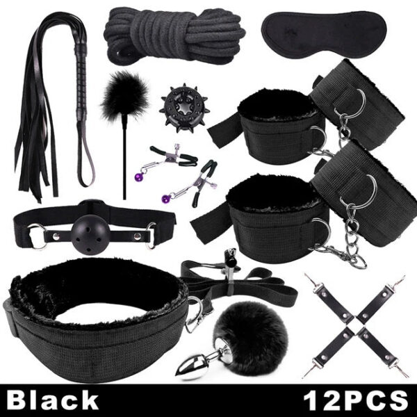 24d82e4c0d208e10 BDSM Bondage Set Erotic Bed Game Adults Handcuffs Vibrator Nipple Clamps Whip Spanking Slave Collars SM Kits Sex Toys For Couple