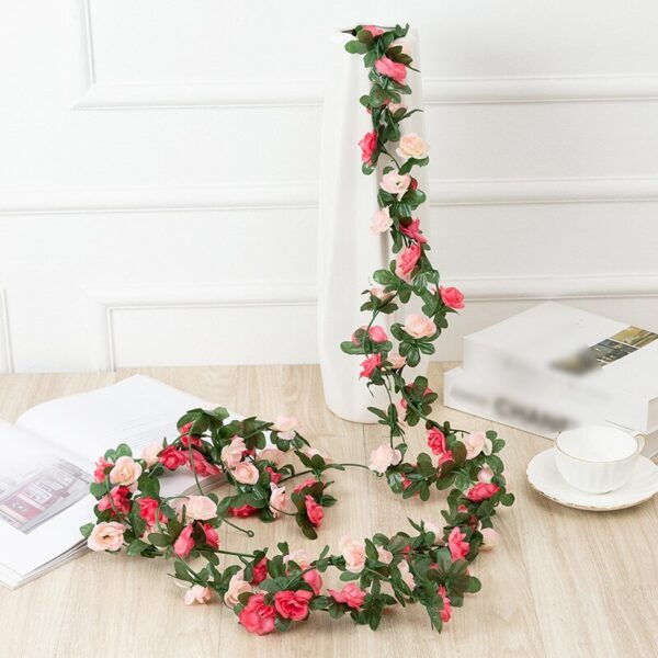 2.5m 1.8m Flower For Garland White Pink Home Room Wedding Decoration Silk Artificial Rose Vine Han